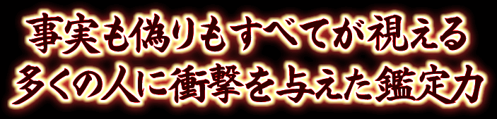 事実も偽りもすべてが視える多くの人に衝撃を与えた鑑定力